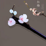 Plum Blossom Wood Hair Stick Vintage Crystal Flower Hair Pins Accessories