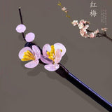Plum Blossom Wood Hair Stick Vintage Crystal Flower Hair Pins Accessories