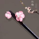 Plum Blossom Wood Hair Stick Vintage Crystal Flower Hair Pins Accessories