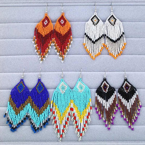 Boho Multicolor Beads Tassel Earrings Ethnic Vintage Jewelry