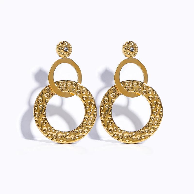WILD 18K Plated Geometric Round Drop Earrings for Women