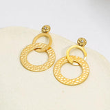 WILD 18K Plated Geometric Round Drop Earrings for Women