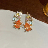 Colorful Zircon Small Fish Earrings
