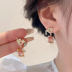 Colorful Zircon Small Fish Earrings