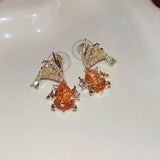Colorful Zircon Small Fish Earrings