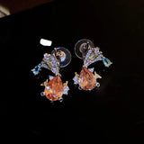 Colorful Zircon Small Fish Earrings
