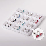12 Pairs Stainless Steel Stud Earrings for Women Valentine Pink Heart