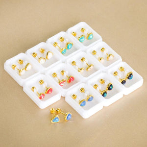 12 Pairs Stainless Steel Stud Earrings for Women Valentine Pink Heart