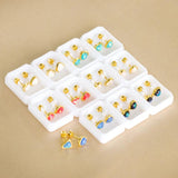 12 Pairs Stainless Steel Stud Earrings for Women Valentine Pink Heart