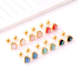 12 Pairs Stainless Steel Stud Earrings for Women Valentine Pink Heart