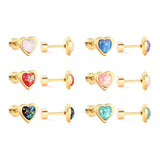 12 Pairs Stainless Steel Stud Earrings for Women Valentine Pink Heart