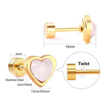 12 Pairs Stainless Steel Stud Earrings for Women Valentine Pink Heart