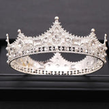 Vintage Wedding Crown Tiara Crystal Pearl Round Tiaras Baroque Bridal Crown