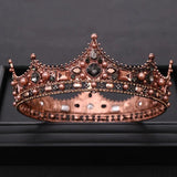 Vintage Wedding Crown Tiara Crystal Pearl Round Tiaras Baroque Bridal Crown