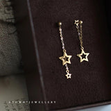 925 Real Money 14K Tassel Earrings Women Sterling Silver Wedding Jewelry