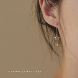 925 Real Money 14K Tassel Earrings Women Sterling Silver Wedding Jewelry