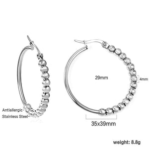 Chunky Heart Shape Hoop Earrings Stainless Steel Plated 20-45MM Round Oval