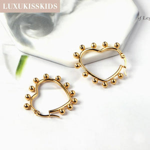 Chunky Heart Shape Hoop Earrings Stainless Steel Plated 20-45MM Round Oval
