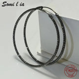 925 Silver Large Circle Piercing Hoop Earrings for Women