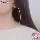 925 Silver Large Circle Piercing Hoop Earrings for Women