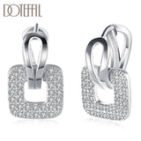 925 Silver/18K Square Zircon Earrings Wedding Party Gift