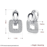 925 Silver/18K Square Zircon Earrings Wedding Party Gift