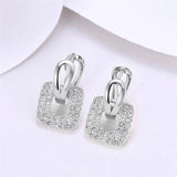 925 Silver/18K Square Zircon Earrings Wedding Party Gift