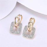 925 Silver/18K Square Zircon Earrings Wedding Party Gift