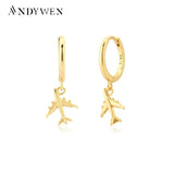 925 Silver Aircraft Drop Earring Piercing Pendiente 202 Women Jewelry