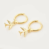 925 Silver Aircraft Drop Earring Piercing Pendiente 202 Women Jewelry