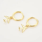 925 Silver Aircraft Drop Earring Piercing Pendiente 202 Women Jewelry