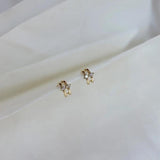 925 Silver Plated 14K Double Arc Zircon Earrings for Women Girl