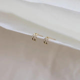 925 Silver Plated 14K Double Arc Zircon Earrings for Women Girl