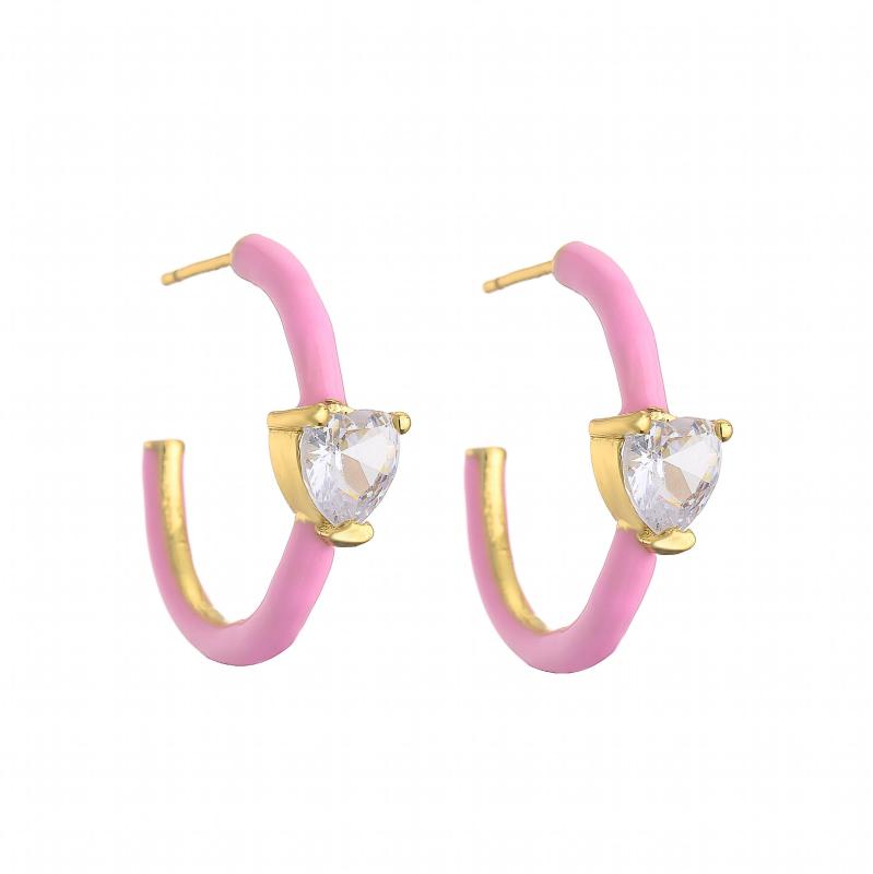Colorful Enamel Heart Candy Hoop Earrings for Women