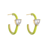 Colorful Enamel Heart Candy Hoop Earrings for Women