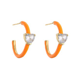 Colorful Enamel Heart Candy Hoop Earrings for Women