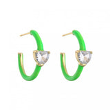 Colorful Enamel Heart Candy Hoop Earrings for Women