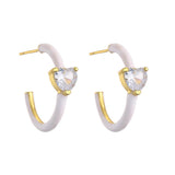 Colorful Enamel Heart Candy Hoop Earrings for Women