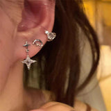 6Pcs/Set Irregular Cross Star Planet Stud Earrings for Women Girls Punk Y2k