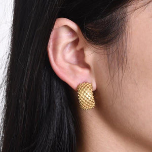 Geometric Stainless Steel Hoop Earrings, Anti-Allergy C Shape Ear Jewelry