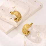 Geometric Stainless Steel Hoop Earrings, Anti-Allergy C Shape Ear Jewelry