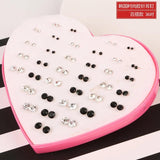 Heart Box Geometric Plastic Stud Earrings Set For Women