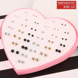Heart Box Geometric Plastic Stud Earrings Set For Women