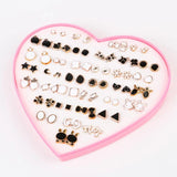 Heart Box Geometric Plastic Stud Earrings Set For Women