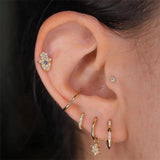 6pcs 18k Plated Stud Earring Zircon Pierced Earrings Set