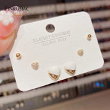 Delicate Stud Earrings Set Zircon Inlaid Real Plated Piercing Earrings