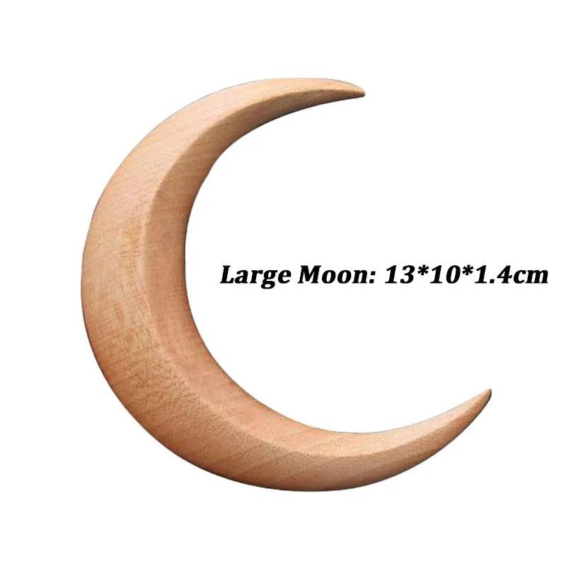 Wooden Moon Hair Sticks Hand Carved Crescent Hair Forks Women Hairpin Comb Clip