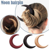 Wooden Moon Hair Sticks Hand Carved Crescent Hair Forks Women Hairpin Comb Clip