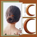 Wooden Moon Hair Sticks Hand Carved Crescent Hair Forks Women Hairpin Comb Clip