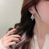 Christmas Tree Zircon Earrings Sparkling Long Earrings